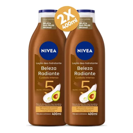 Kit Loção Deo Hidratante Beleza Radiante Cuidado Intenso 2 undiades com 400ml cada Nivea