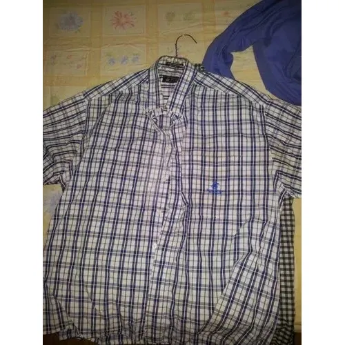 Camisa Polo Chino Azul Blanca.usada.talla L