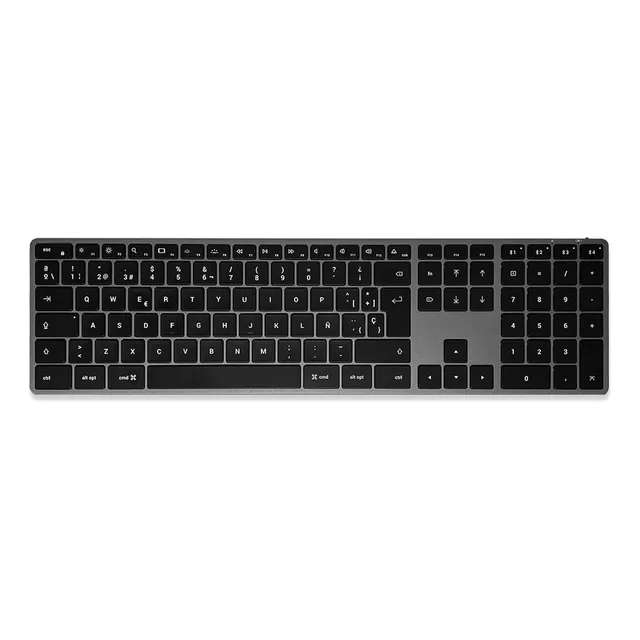 Teclado bluetooth Satechi Slim QWERTY español España color space gray con luz blanca