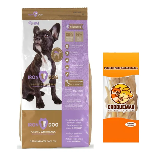 Iron Dog Cachorro Raza Pequeña 8 Kg + Patas De Pollo 10 Pzas