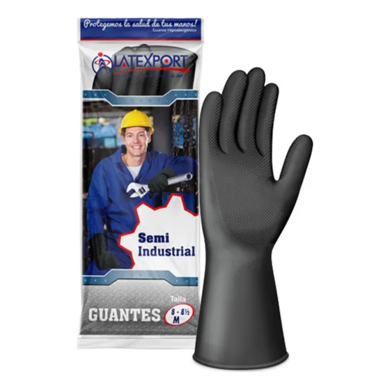 Guantes Latexport Semi Industrial De Latex Calibre 20 Negro