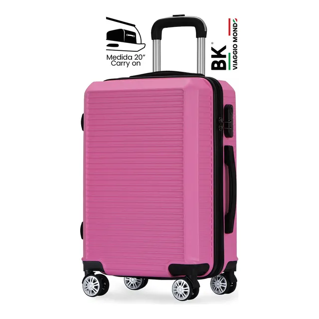 Maleta De Viaje Rígida Carry On De Mano Cabina Modelo Esencia Rosa 20 Pulgadas 10 Kg Con Candado Seguridad Viaggo Mondo