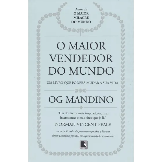 O maior vendedor do mundo, de Mandino, Og. Editorial Editora Record Ltda., capa mole em português, 1978