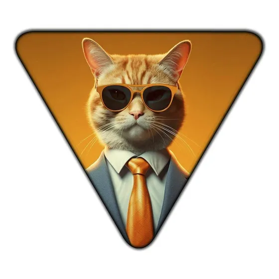 #73 - Cuadro Triangular 33 X 33 Cm Gato Lentes Arte Dibujo