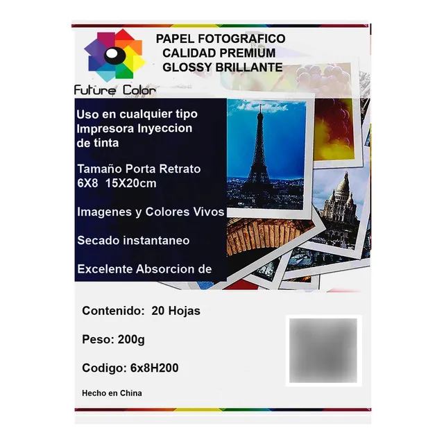 Future Color Papel 6x8 200g Glossy Brillante 100 Hojas