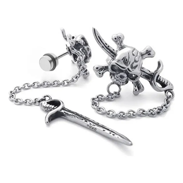 Aretes Colgantes Calavera Gotico Vintage Pirata Hombre Crane