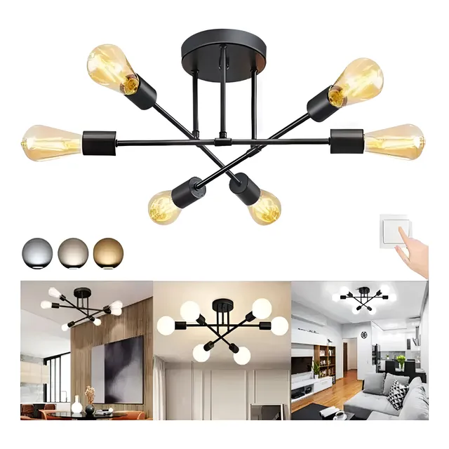 Lustre Luminária Teto Moderno Para Sala De Jantar 6 Lâmpadas