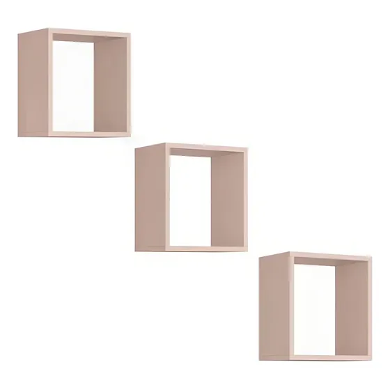 Kit 3 Nicho Prateleira Infantil Juju Rosa Fosco - Reller