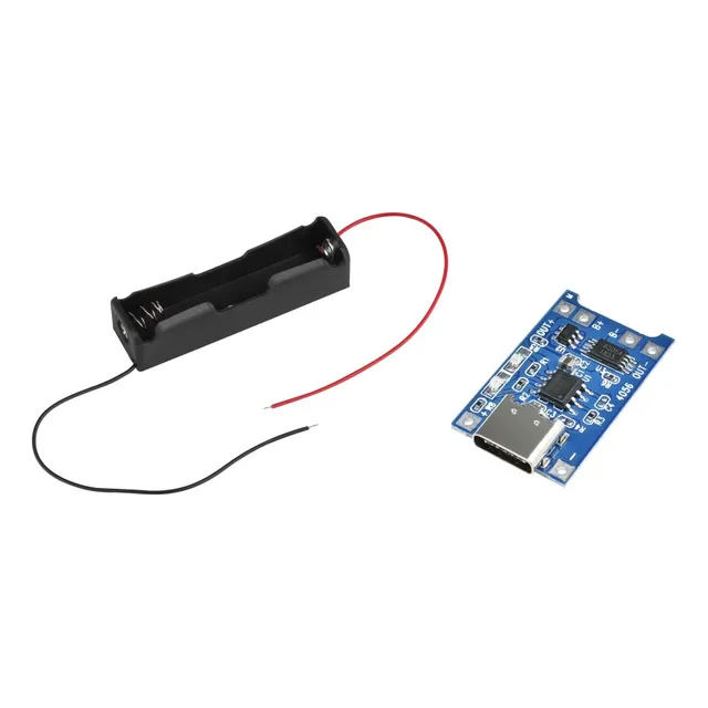 Cargador Usb-c + Portapila Lithio 18650 C/protecto Tp4056