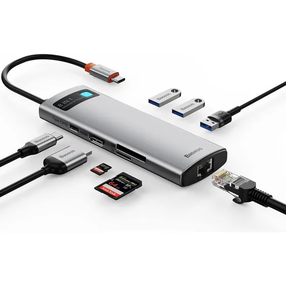 Adaptador Hub Baseus 8 Em 1 Macbok Air Pro Thunderbolt Usb-c
