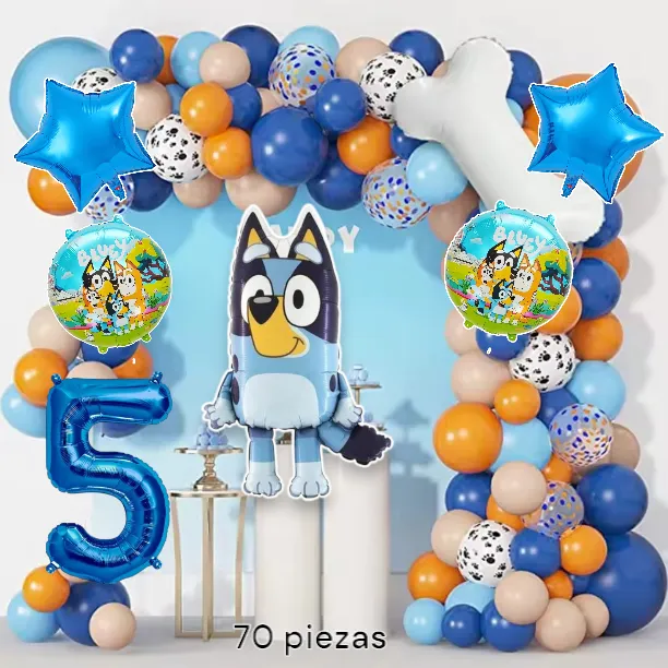 Set Globos Fiesta Arco Bluey Bingo Cumple