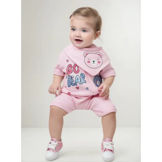 Macacão Bebê Com Ziper Macaquinho Luxo Infantil Banho Sol