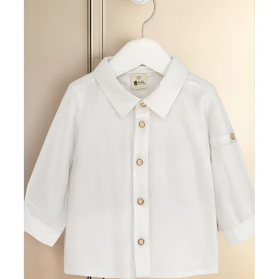 Camisa Blanca De Lino Bebé 9 A 12 Meses