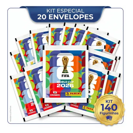 Kit 20 Envelopes Figurinhas Copa Do Mundo 2026 140 Cromos Aleatório