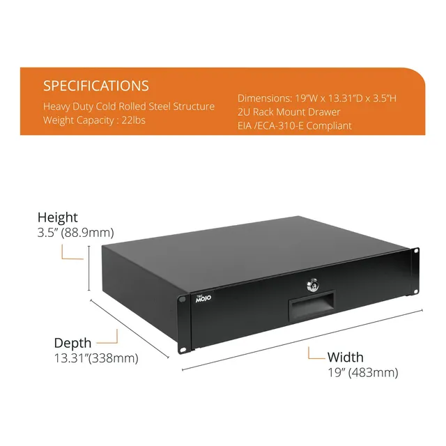Rack para servidores de 8.89cm hasta 9.979kg de peso Tecmojo 2U Rack Mount Drawer Color negro