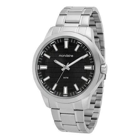 Relógio de pulso Mondaine 99784G0MVNE1 com corria de aço inoxidável cor prateado - fondo preto