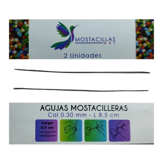 Pack De 3 Aguja Mostacillera  Set De 2 Agujas Largas