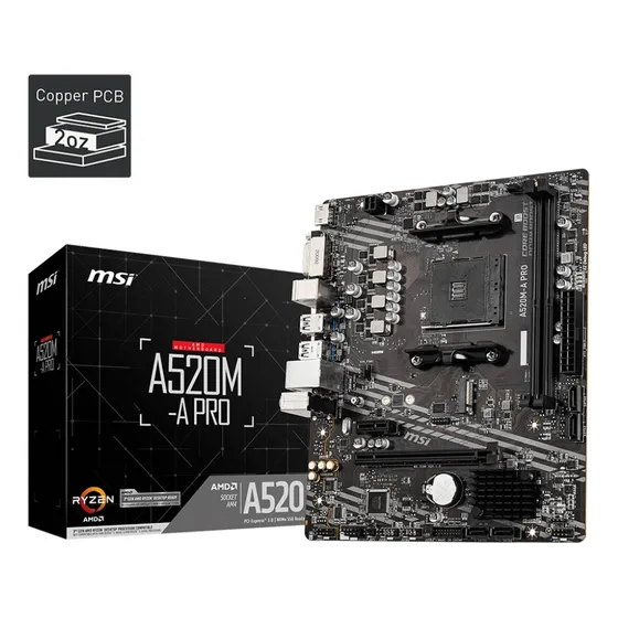 Tarjeta Madre Msi A520m-a Pro Ddr4 Hdmi 4k Pci Exp Am4 Ryzen