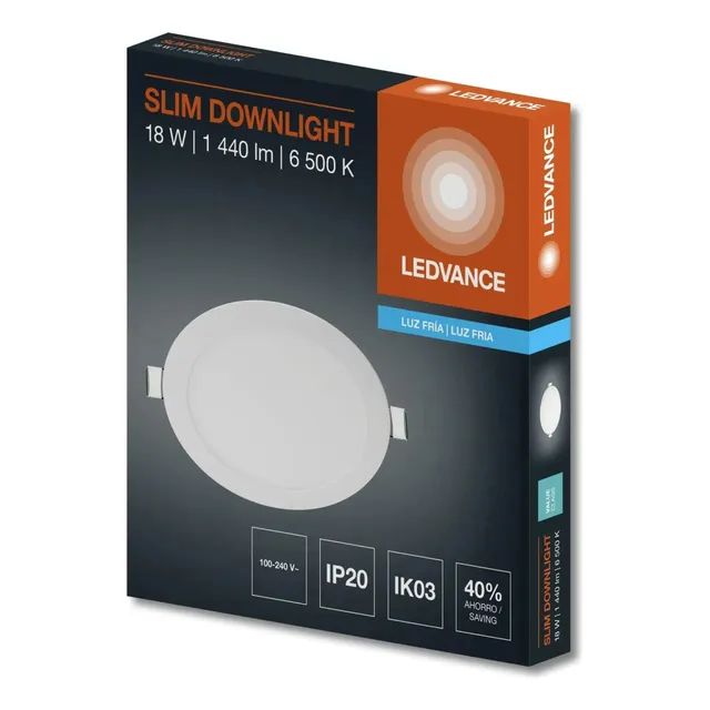 Panel Led Empotrable Slim Downlight 18w/865 Redondo-ledvance