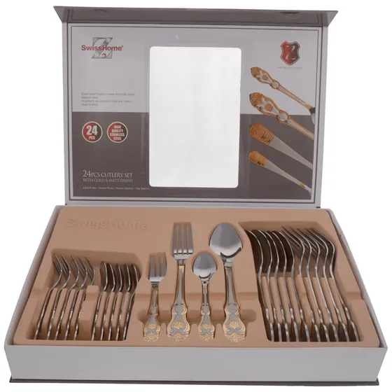 Juego De Cubiertos Swiss Home Elegante 24 Piezas 