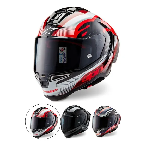Jm Nuñez Casco Pista Alpinestars R10 Carbono Deportivo Rojo Blanco Negro Team M