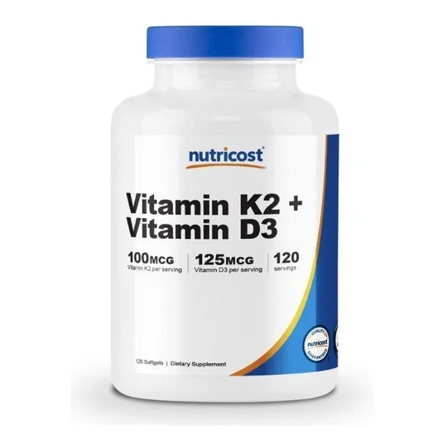 Original Nutricost K2-mk7, 100mcg + Vit D3 (5000 Ui),120 Cap
