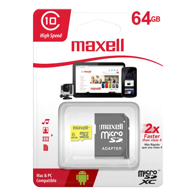 Tarjeta De Memoria Microsd 64gb Maxell Sdxc Clase 10 + Adap
