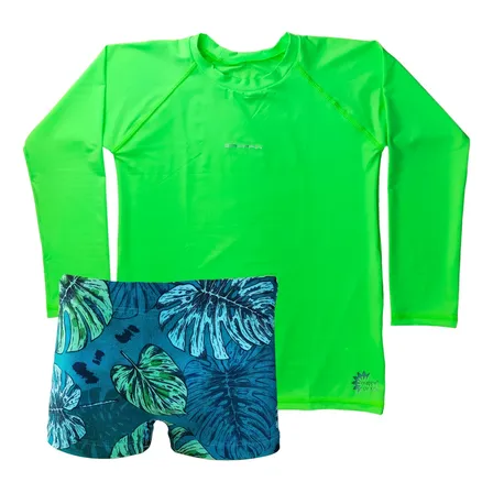 Conjunto Sunga Boxer E Camiseta Juvenil Proteção Uv Grappin
