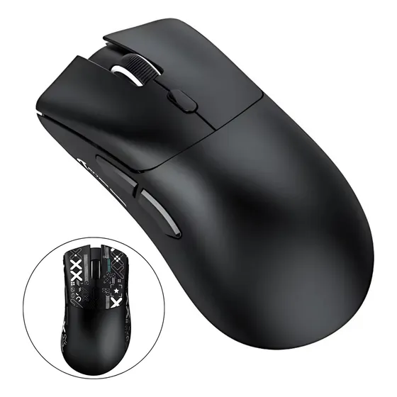 Mouse Gamer Attack Shark R1 18000dpi Paw3311 Tri Mode 1000hz Cor Preto