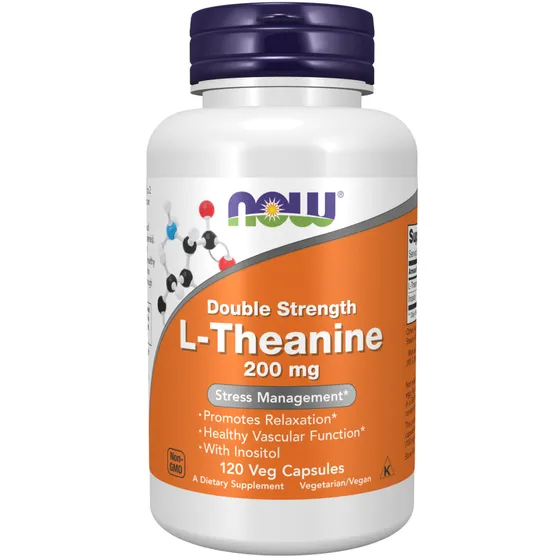Suplemento NOW Suplementos L-Teanina L-Theanine de 200mL x 120 un - cápsula