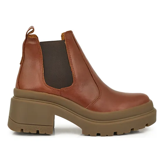 Bota Mujer Cuero Plataforma Elastico Taco Botineta Briganti