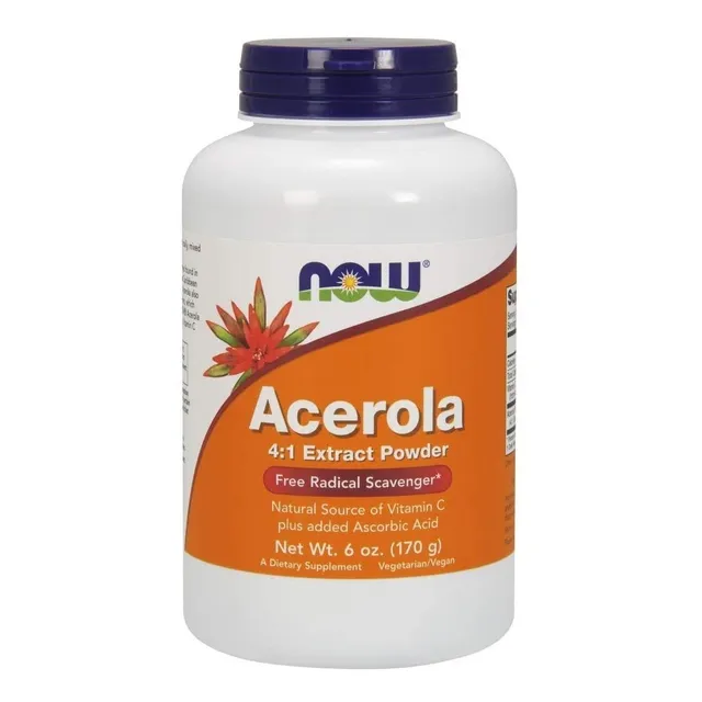 Acerola 4:1 Extracto En Polvo Now (170 G) Sabor Neutro