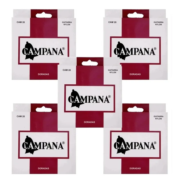 Pack 5 Encordados Campana Doradas Para Guitarra Criolla