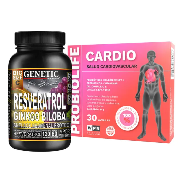 Probiotico Cardio Antiage Resveratrol Ginkgo Vitam C Genetic
