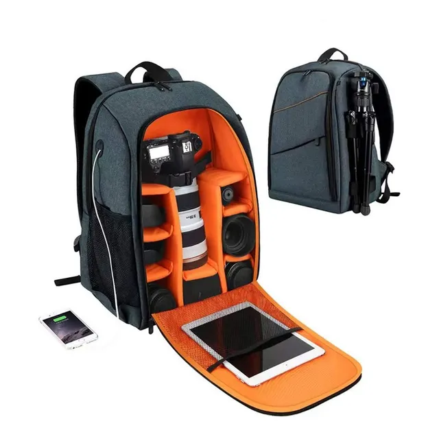 T4h Mochila Para Laptop Y Cámara Fotográfica Premium Gris