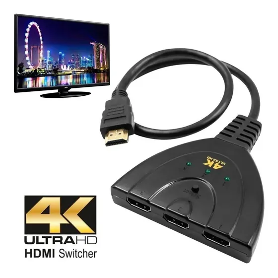 Switch 3 A 1 4k Hdmi Con Boton Hub