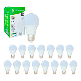 Foco Led 10w 15pz Luz Blanca Fria 6500k Entrada Estandar E27 Foco Led 10w 15pz Luz Blanca Fria 6500k Entrada Estandar E27
