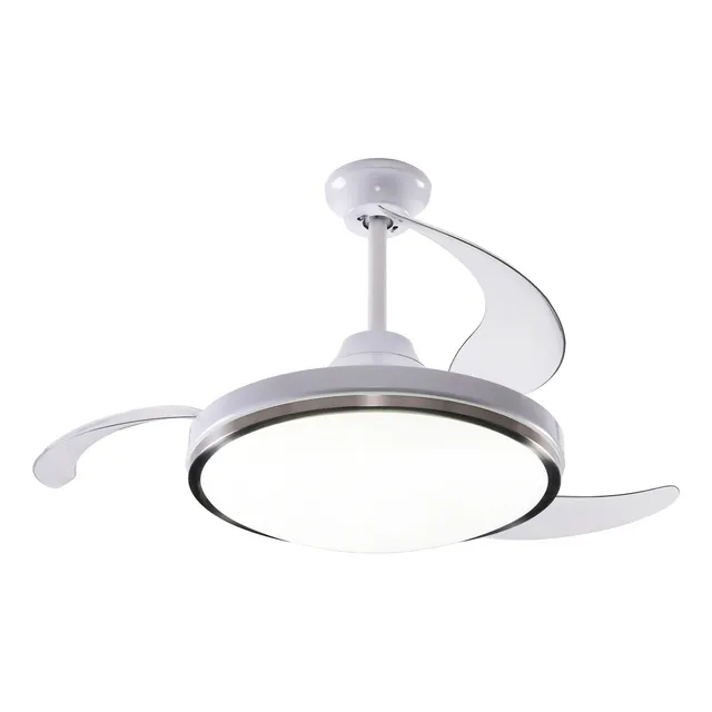 Ventilador de techo Peabody PE-VTR42 blanco con 3 palas color transparente de acrílico, 42" de diámetro 220 V