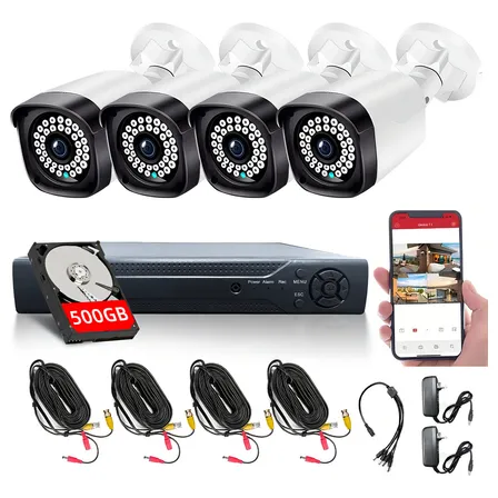 Kit De Cámaras De Seguridad 2mp 4 Cámaras Disco 500gb Boeroy T36 Blanco