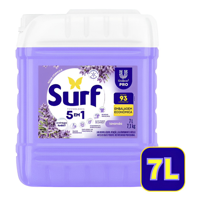 Sabão Líquido Surf 7 Litros Lava Roupas Cuidado Unilever Sabão Líquido Surf 7 Litros Lava Roupas Cuidado Unilever