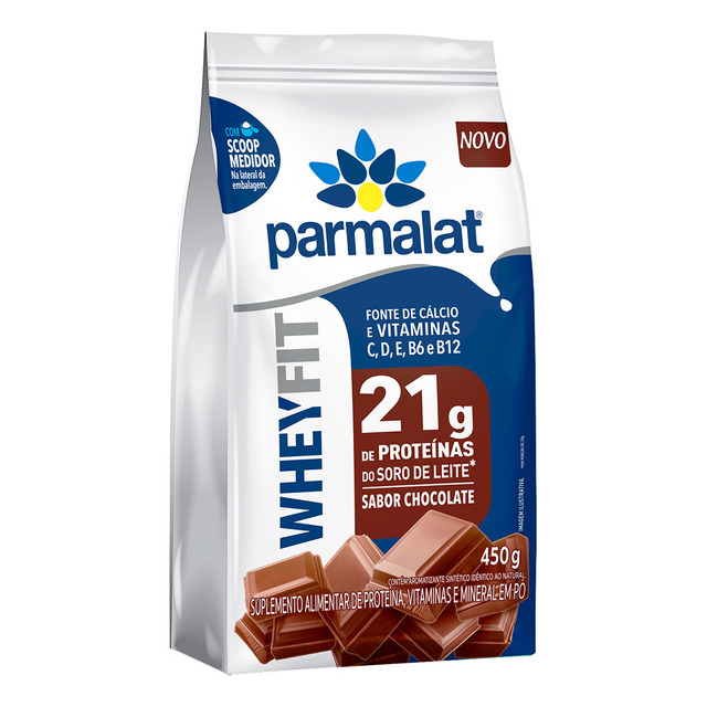 Whey Protein Em Pó Parmalat Sabor Chocolate Pacote 450g Whey Protein Em Pó Parmalat Sabor Chocolate Pacote 450g