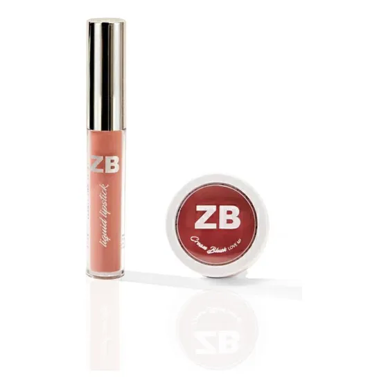 Pack Zaira Beauty: Labial Liq Nude Rosa + Rubor Crema Rosa