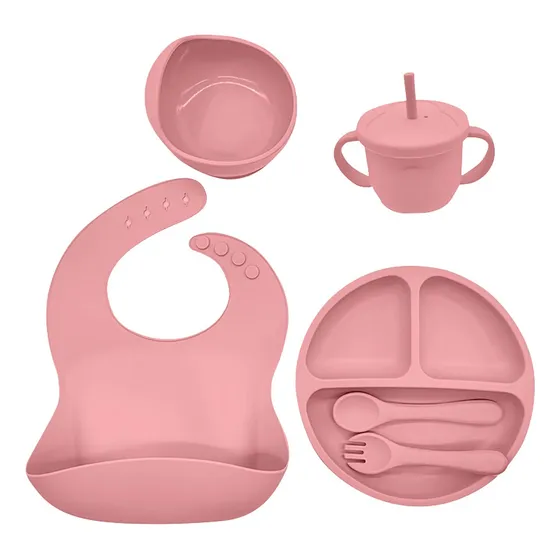 Kit De Alimentación Para Bebé 6 Piezas Rosa Pastel Úpale