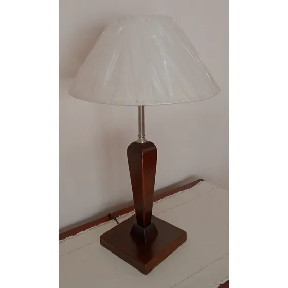 Velador Madera Paraiso Y Platil. Pantalla Cocido Fino Marrón Oscuro Beige