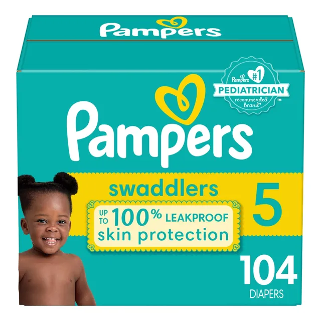 Pañales Pampers Swaddlers Etapa 5, 104 Piezas. Bebés 12+ Kg