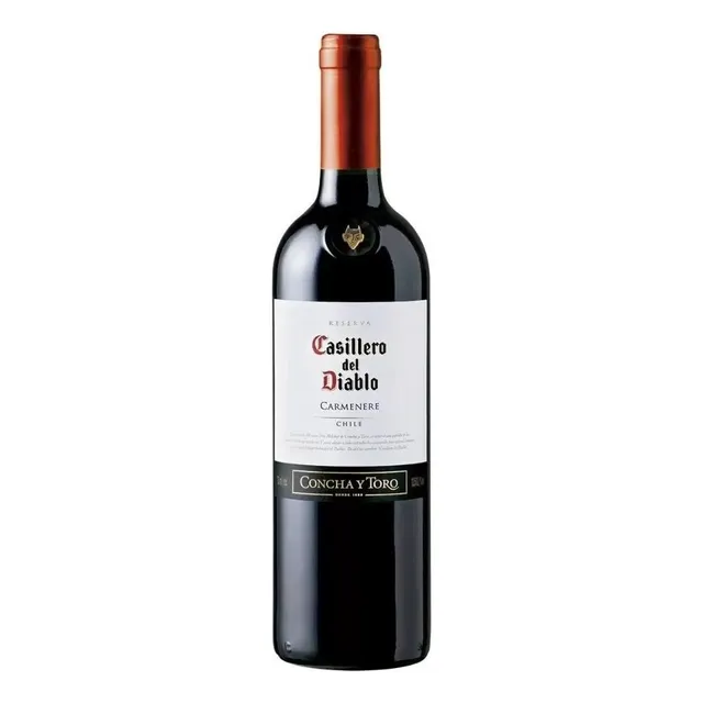 Vino tinto seco Carménère Casillero del Diablo Reserva bodega Concha y Toro 750 ml en estuche de caja