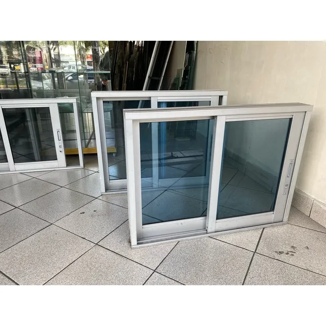 Ventana Corrediza Rectangular Aluminio Natural 80x62 Cm
