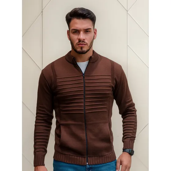 Casaco Sueter Masculino Lã Com Zíper Trico Blusa De Frio