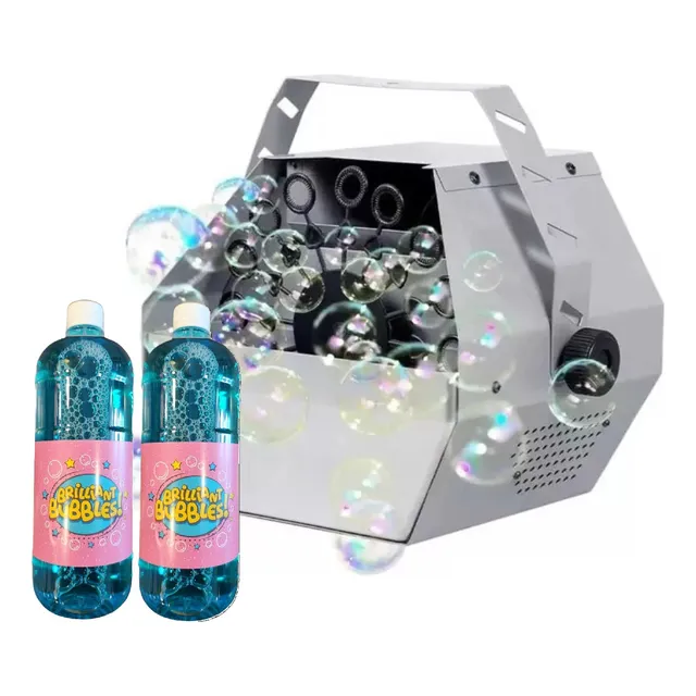 Máquina Burbujas Portátil 60w Fiesta + 2 Litros Líquido