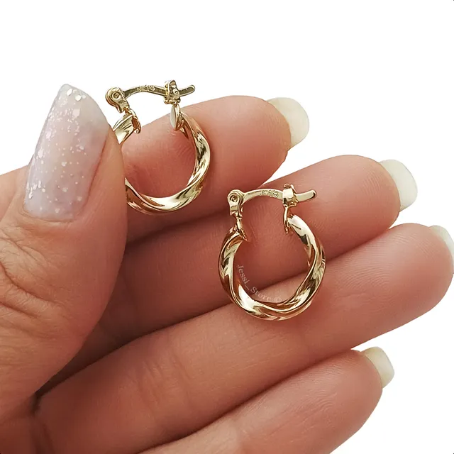 Aretes Candongas Oro Laminado 18k Melcocha Pequeñas 1,6cm